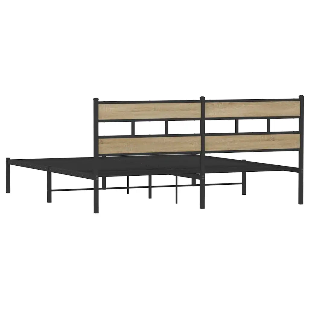 vidaXL Giroletto senza Materaso in Metallo Rovere Sonoma 183x213 cm
