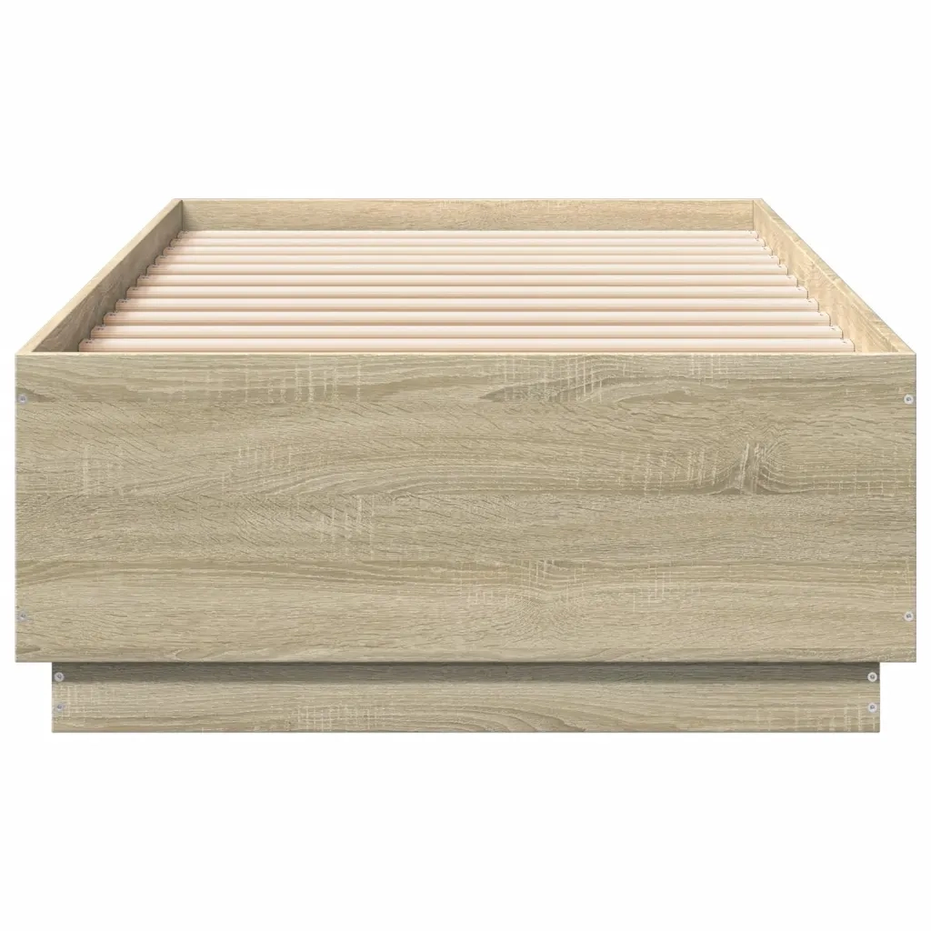 Giroletto Luci LED-Struttura Letto con LED Rovere Sonoma 100x200cm in Legno Multistrato 667945
