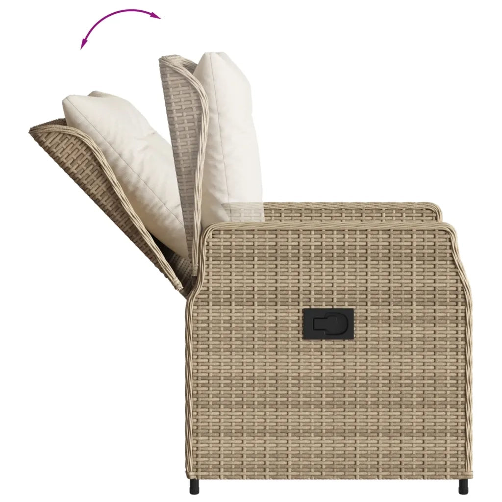 Sedie da Giardino Reclinabili 2 pz | Sedie da Esterno Beige Polyrattan