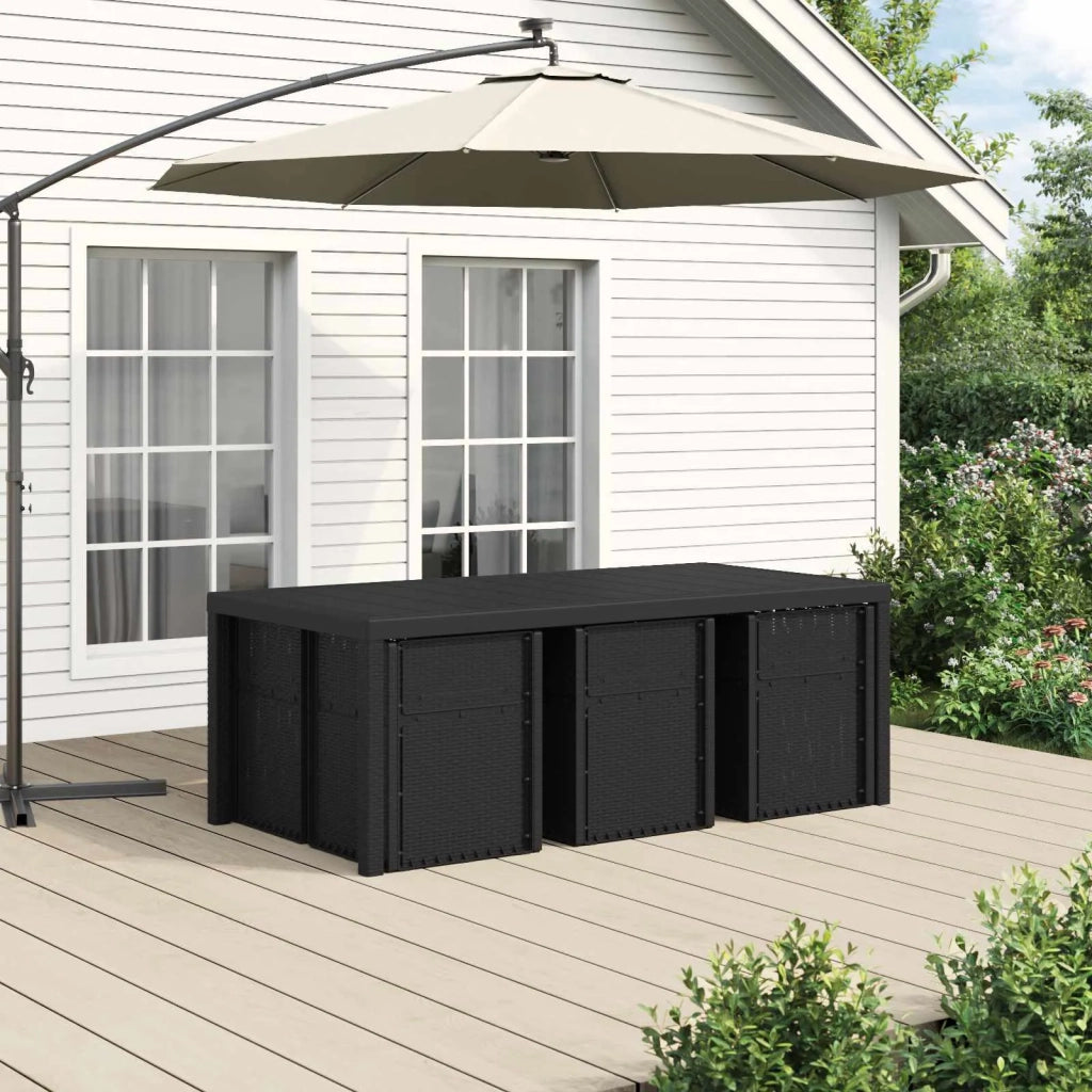 Set da Pranzo per Giardino con cuscino 7 pcs Antracite PP
