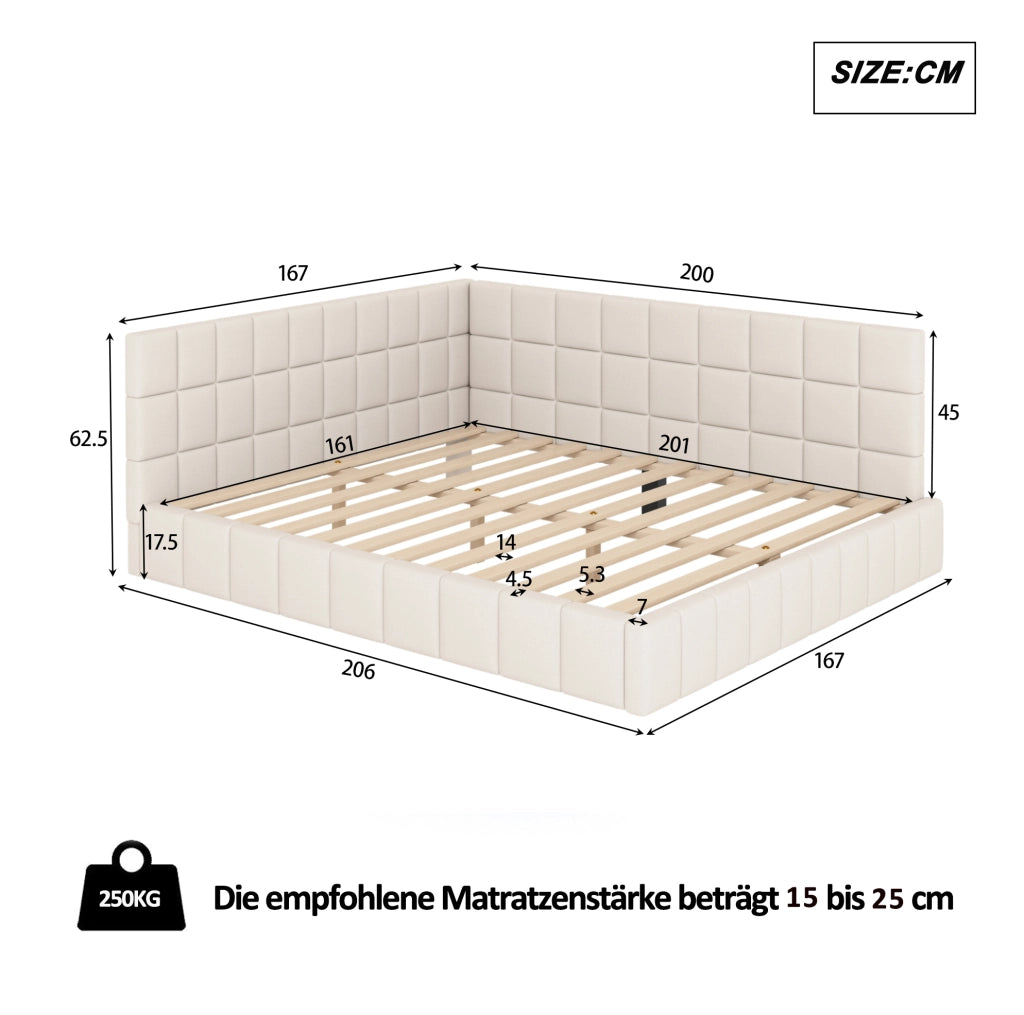 Letto singolo trasformabile 160x200 cm in velluto beige