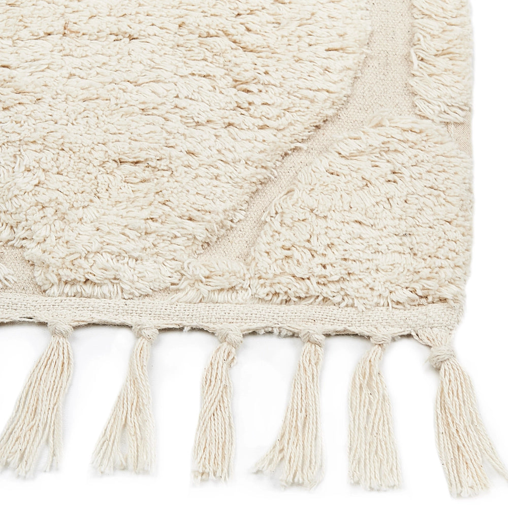 Tappeto Beige in Cotone 160 x 230 cm Minimalista Trapuntato Shaggy motivo Geometrico soggiorno camera da Letto