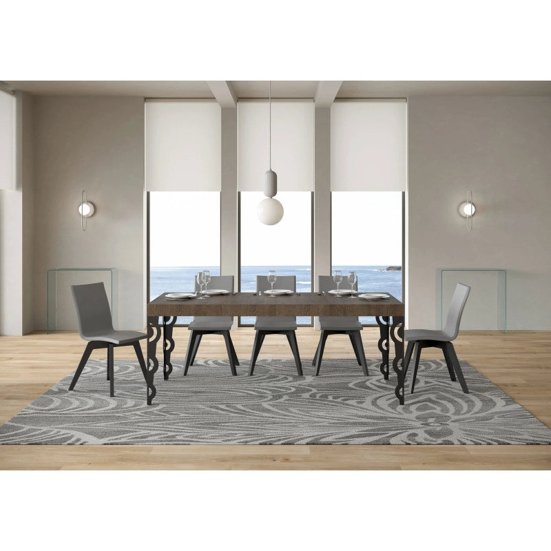 Tavolo allungabile 140/400x90 cm Karamay Premium telaio Antracite - Noce