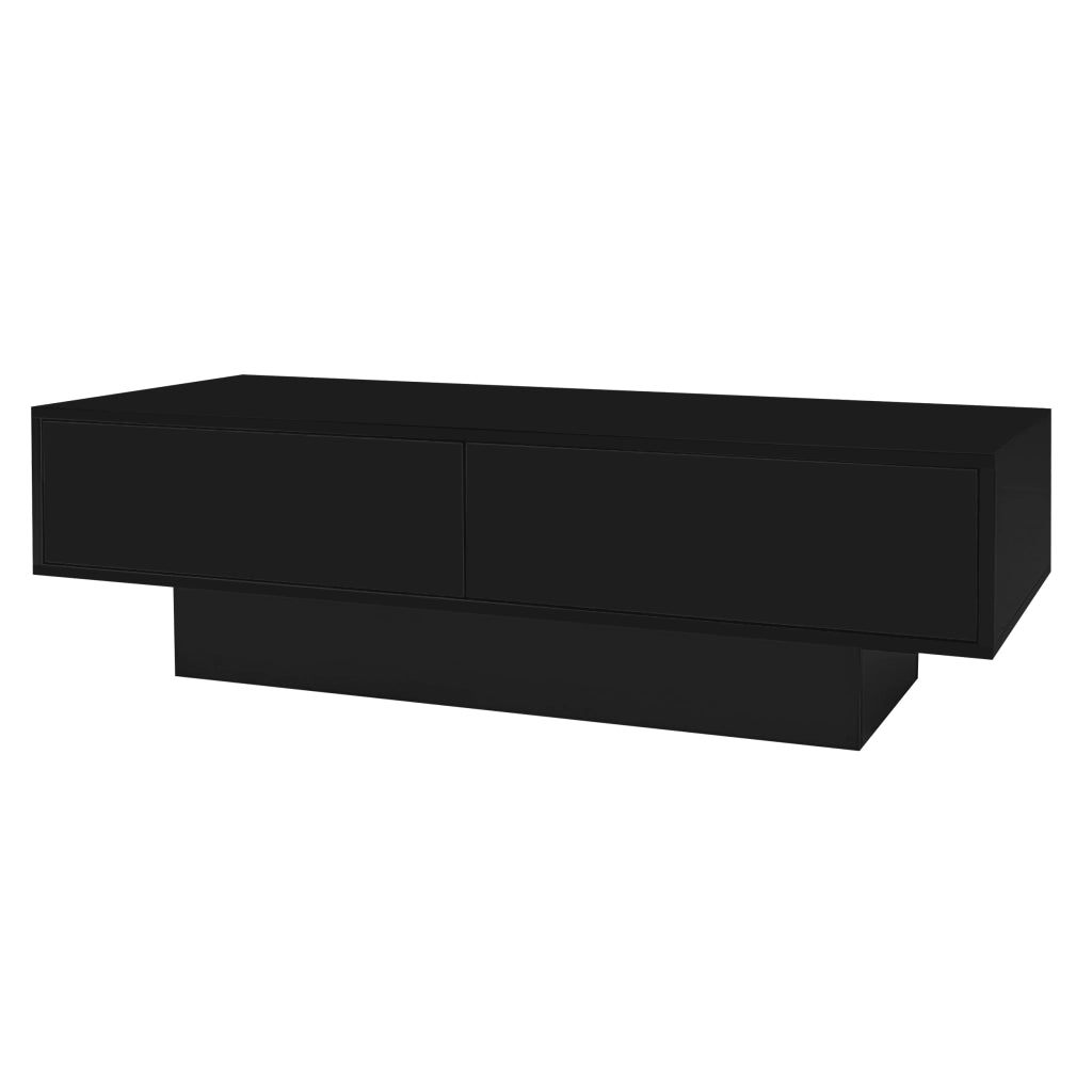 Tavolino da Caff¨¨ con Cassetti e LED ¨C Xylo ¨C Nero Lucido 115x55x34
