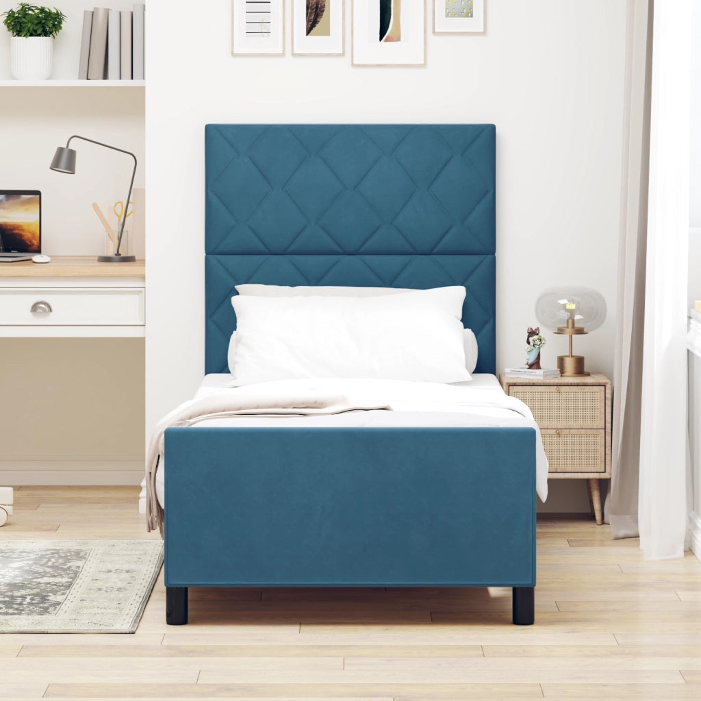 Letto Blu Scuro 90x200 cm in Velluto