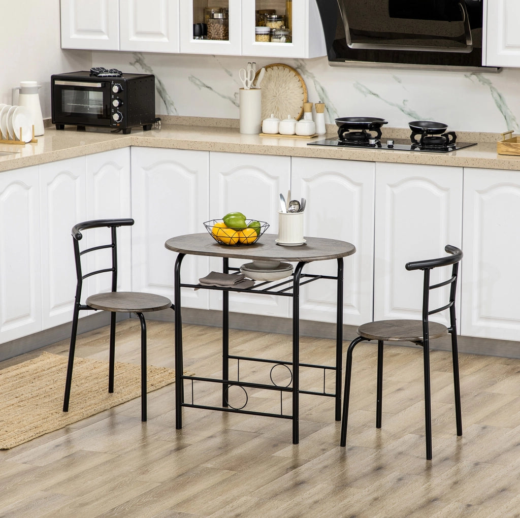 TAVOLO Bistro con 2 sedie, 80 x 53 x 74,5 cm, nero, Set da 3 pezzi