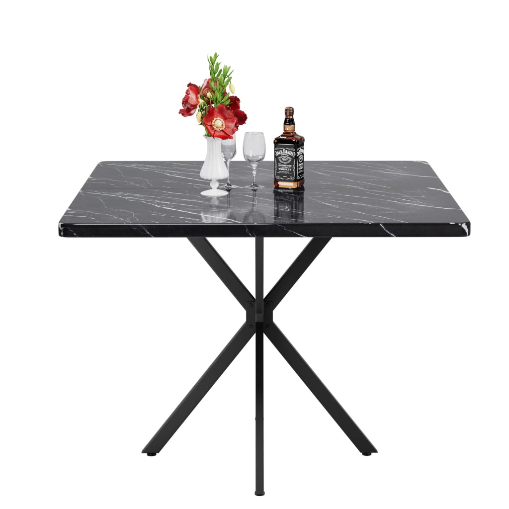 Tavolo da pranzo quadrato nero in MDF e metallo
