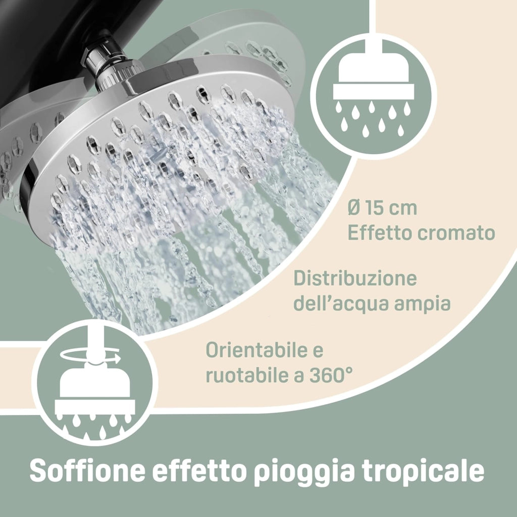 ® Doccia Solare Bow 20 L Soffione 360° Miscelatore Rubinetto 60°C Piscina Giardino Campeggio