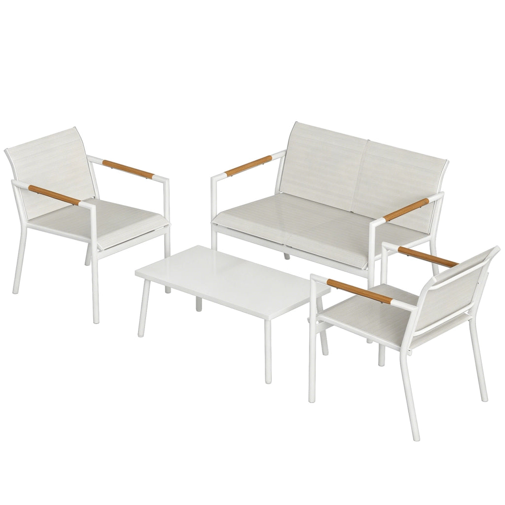 Set Giardino 4 Posti ¨C Zephmum ¨C Divano 2 Posti 2 Poltrone Tavolo Metallo