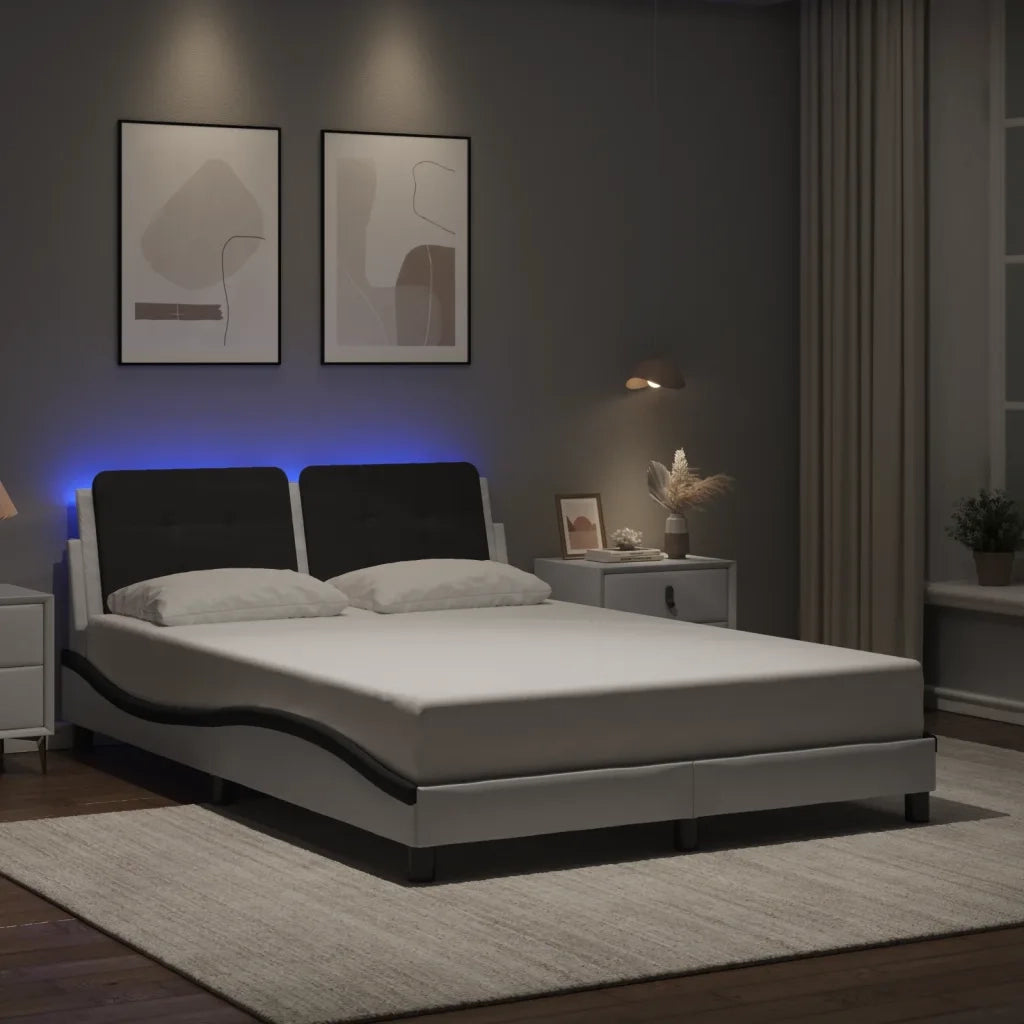 Giroletto con LED senza Materasso Zadar Bianco e Nero 140x190 cm 3214109