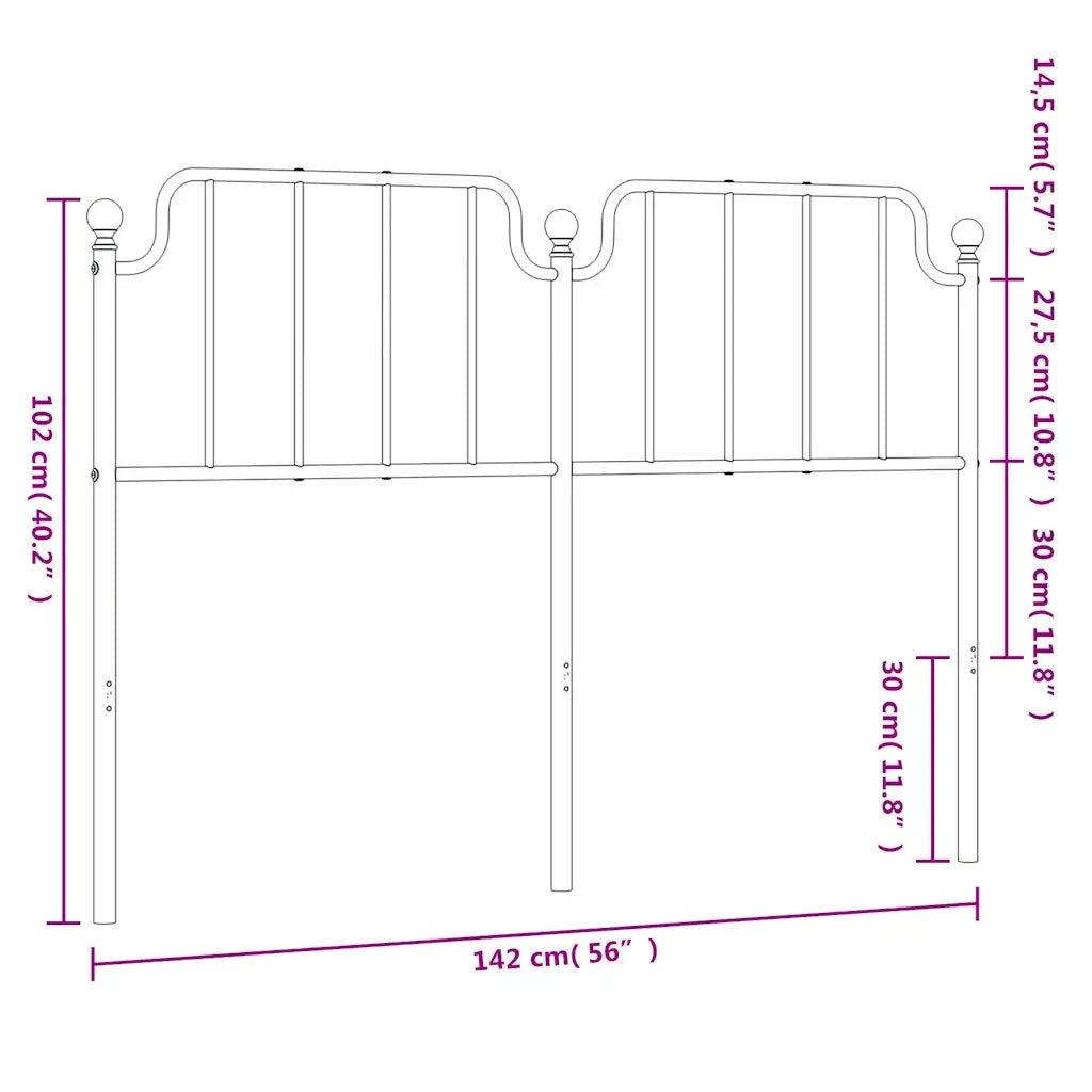 Testiera di Ricambio in Metallo Bianco 135 cm 373968