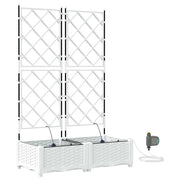 Set di 2 fioriere da giardino dal design moderno 80 x 40 x 126 cm pratiche con sistema di irrigazione acciaio bianco 02_0058613