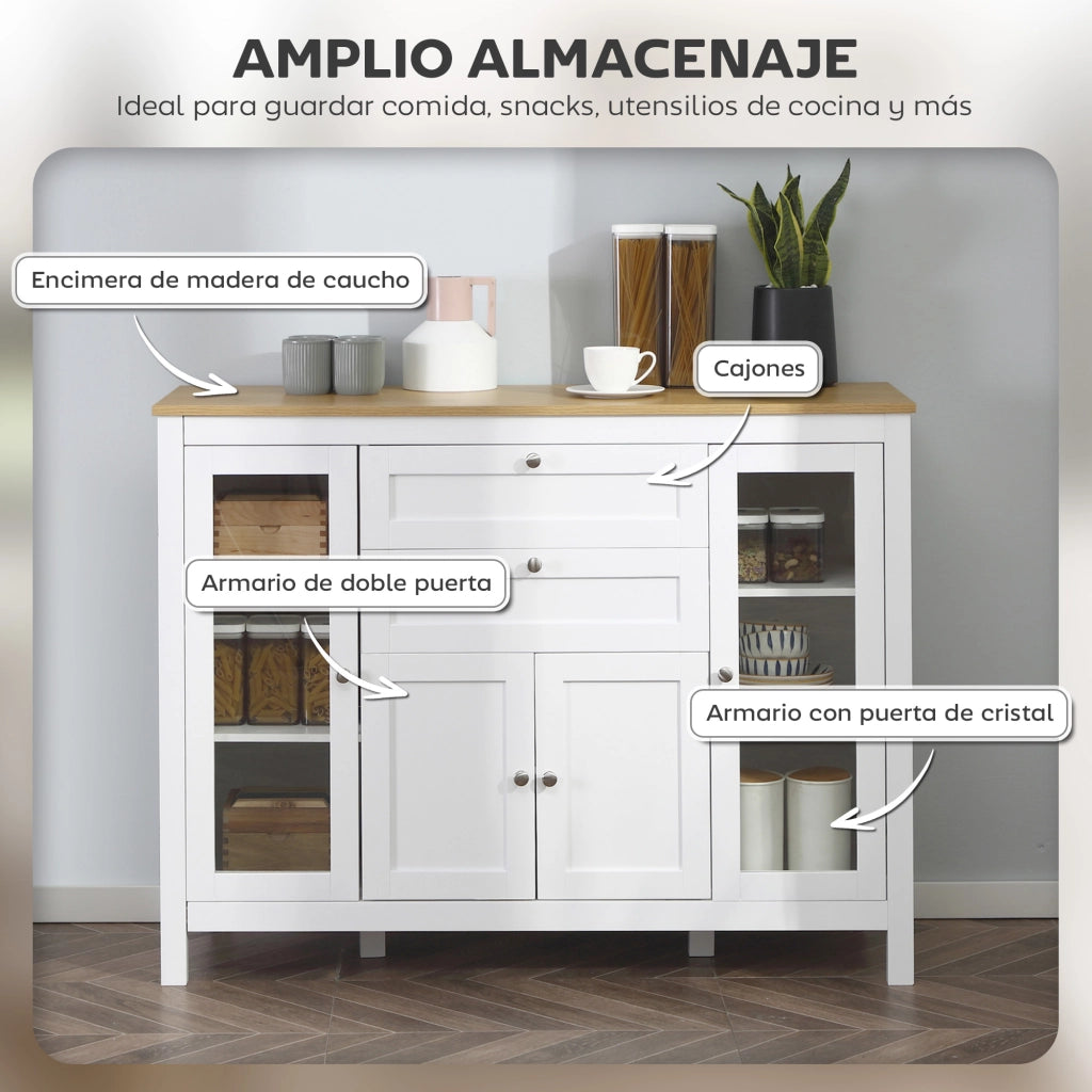 Armadio da Cucina con Ante a Vetro ¨C Minimal ¨C 120x40x90 cm Bianco