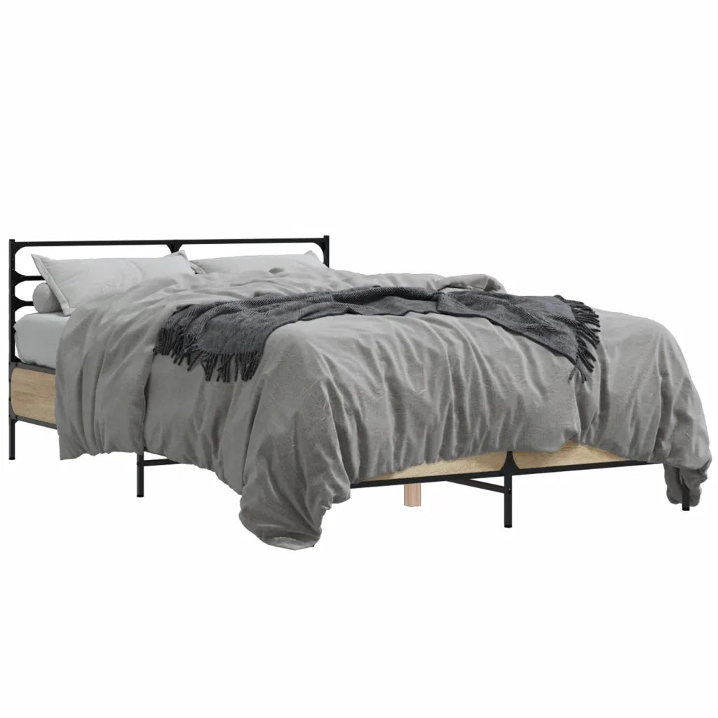 Giroletto-Struttura Letto Rovere Sonoma 140x200 cm in Legno Multistrato Metallo 600629