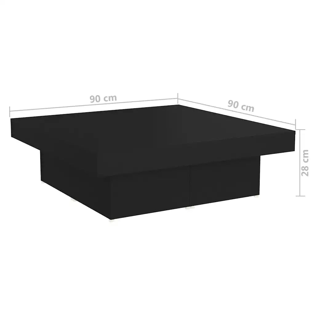 Tavolino da salotto | Tavolino da caff¨¨ | Tavolino da Soggiorno Nero 90x90x28 cm in Legno Multistrato