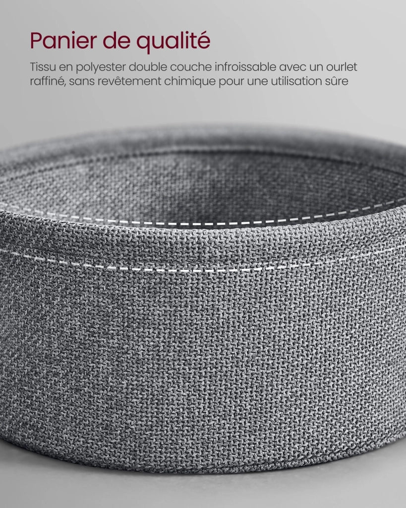 Tavolino rotondo piccolo 45 x 50 cm tavolino laterale con cestino portaoggetti in tessuto per soggiorno camera da letto comodino stile moderno nero 12_0006926