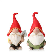 Due gnomi in ceramica per giardino - decorazioni da interni ed esterni - decorazioni per giardino carine (2 pezzi - 20cm)