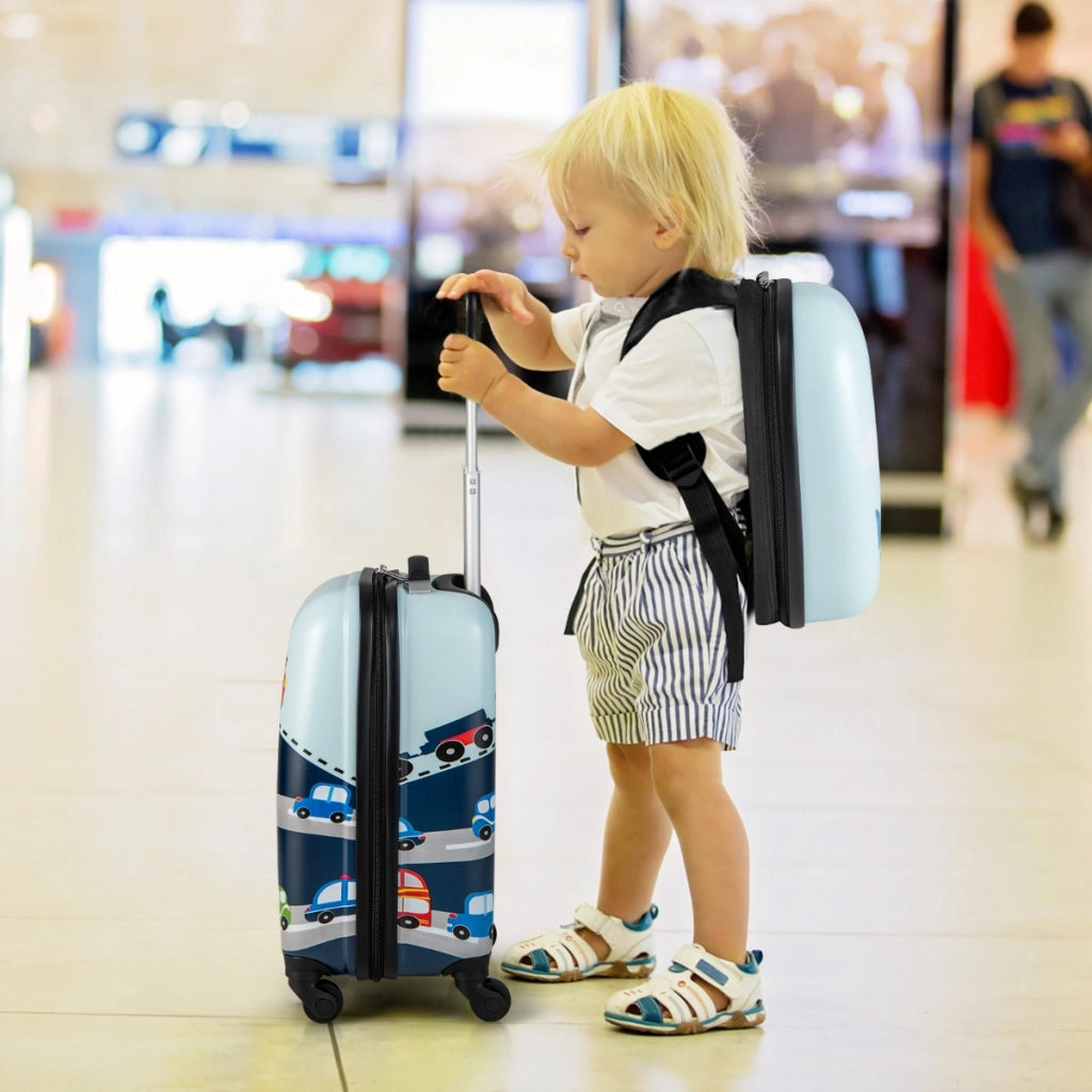 Set di bagagli a mano con ruote per ragazzi e ragazze, Set di valigie rotanti portatili e leggeri da viaggio Blu-Bagagli e borse
