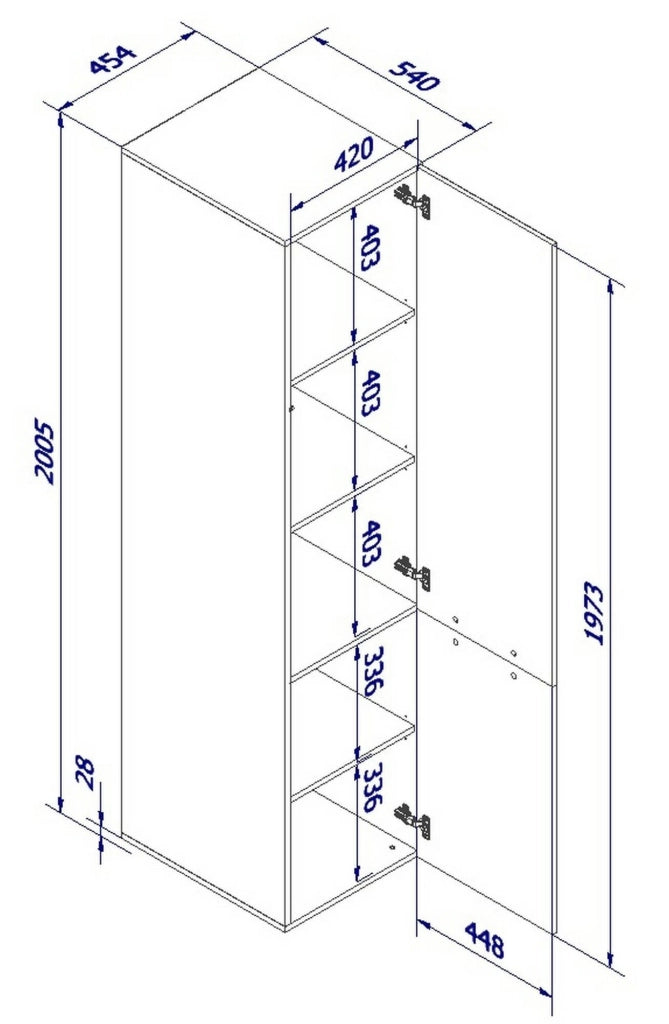 Armadio multiuso 1 anta Treville, Mobile multifunzionale con 4 ripiani interni, Finitura effetto cannettato, 45x56 h199 cm, Beige