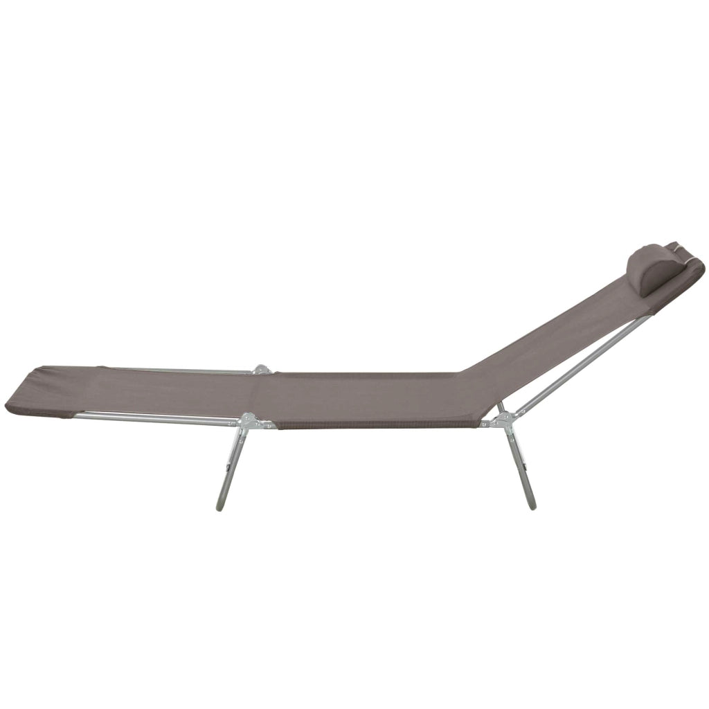 Lettino Pieghevole con Schienale Reclinabile e Cuscino ¨C Zephmum ¨C 182x56x24.5 cm Marrone Argento