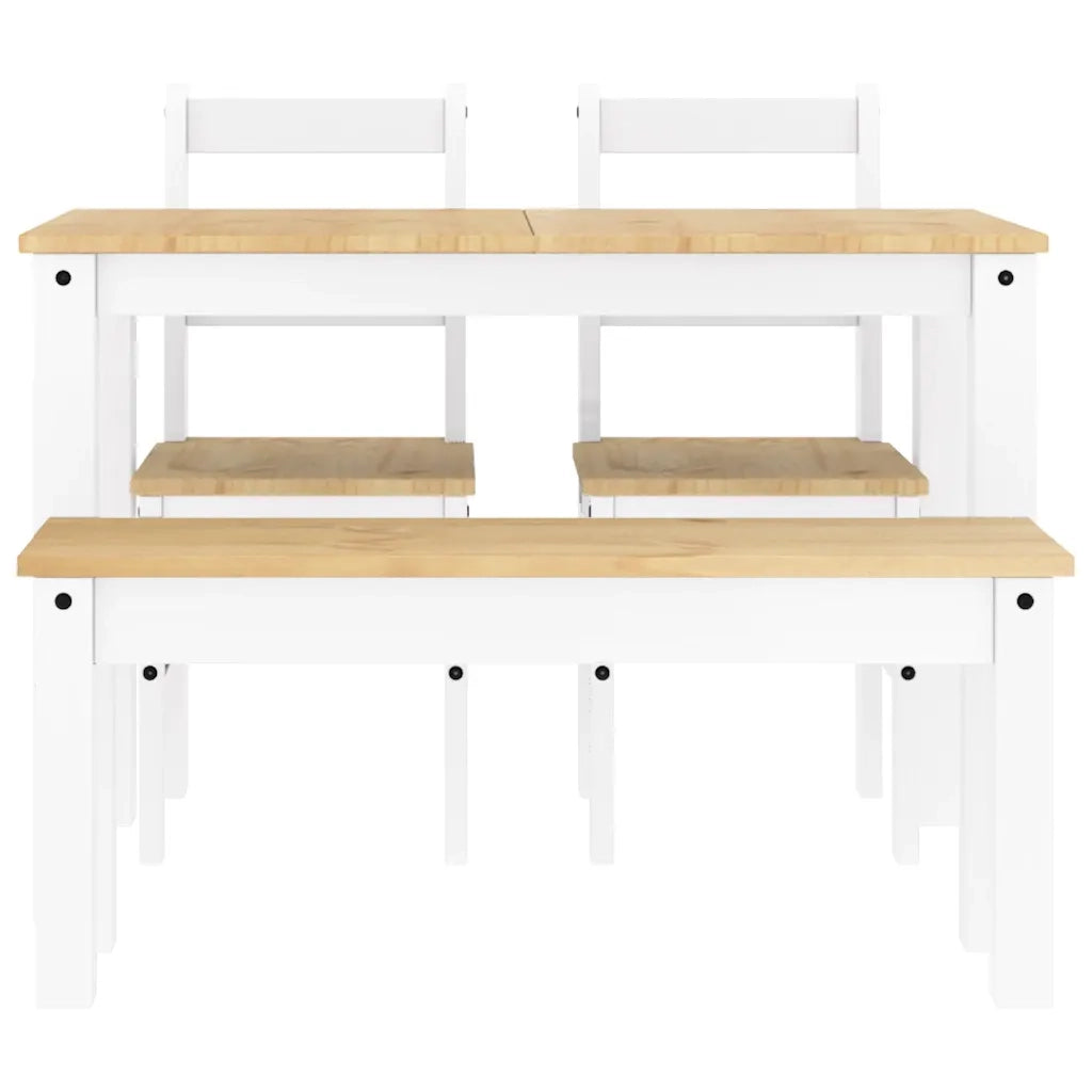 Set da Pranzo 4 pz PANAMA Bianco in Legno Massello di Pino 3345169