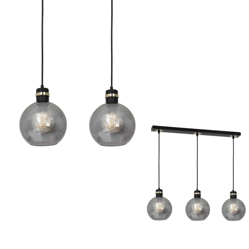 Lampadario Omega MLP6531 3xE27 vetro fumé Milagro nero