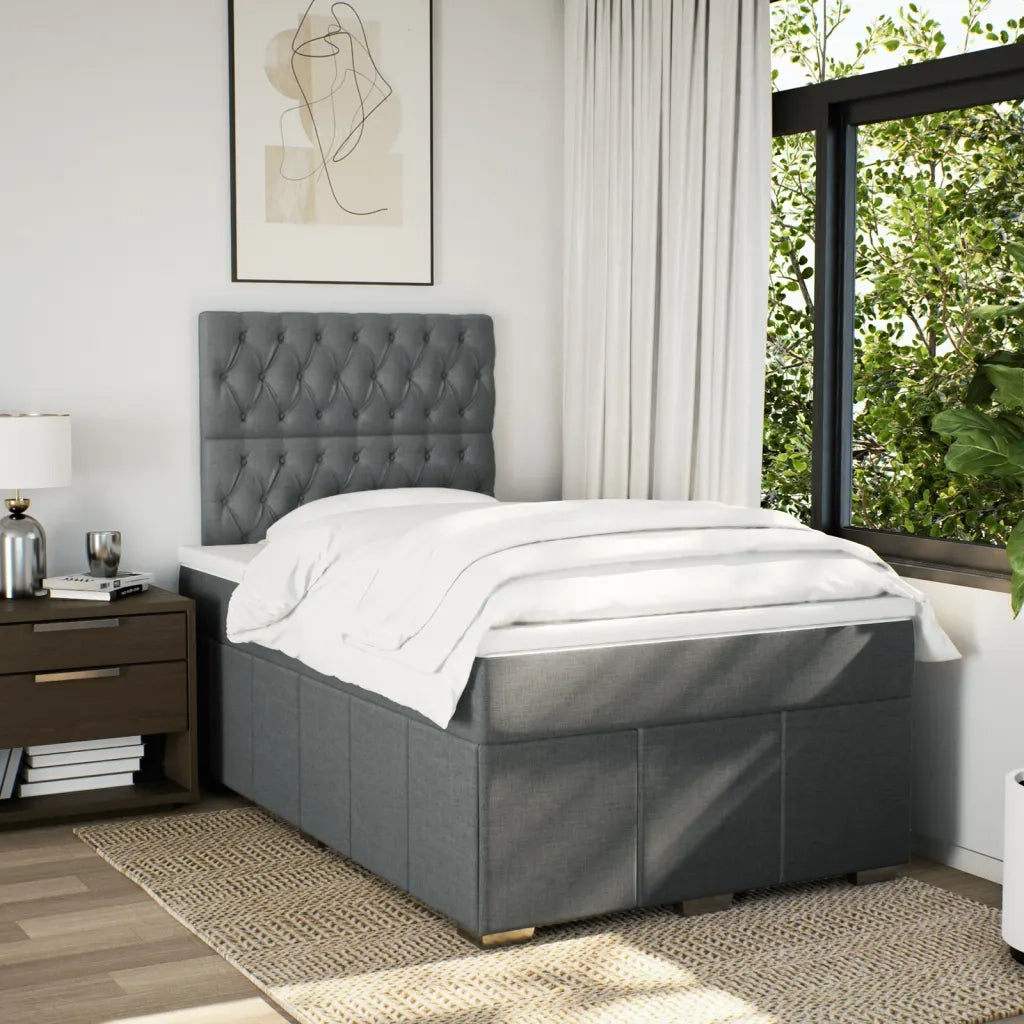Giroletto a Molle con Materasso Grigio Scuro 120x190cm Tessuto