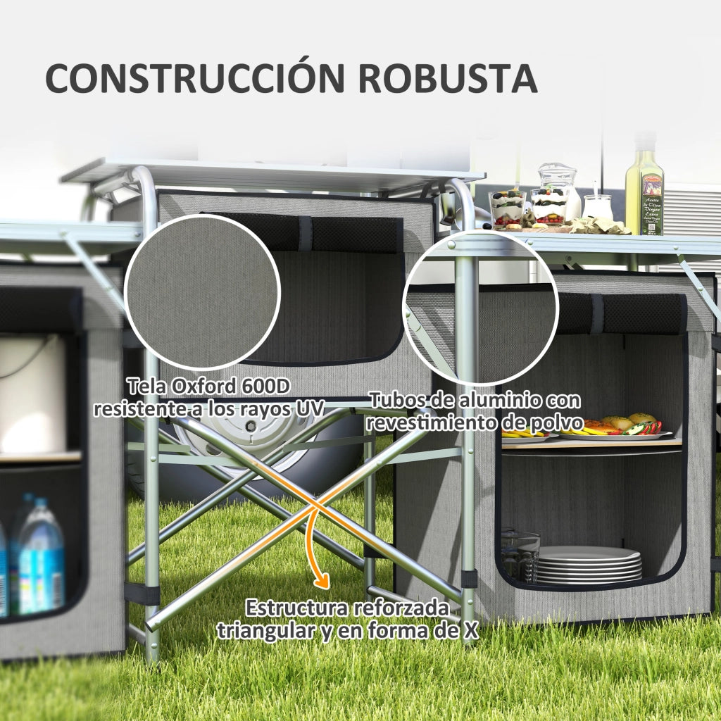 Tavolo da Cucina Pieghevole ¨C zephmum ¨C Grigio 172x48x130 cm