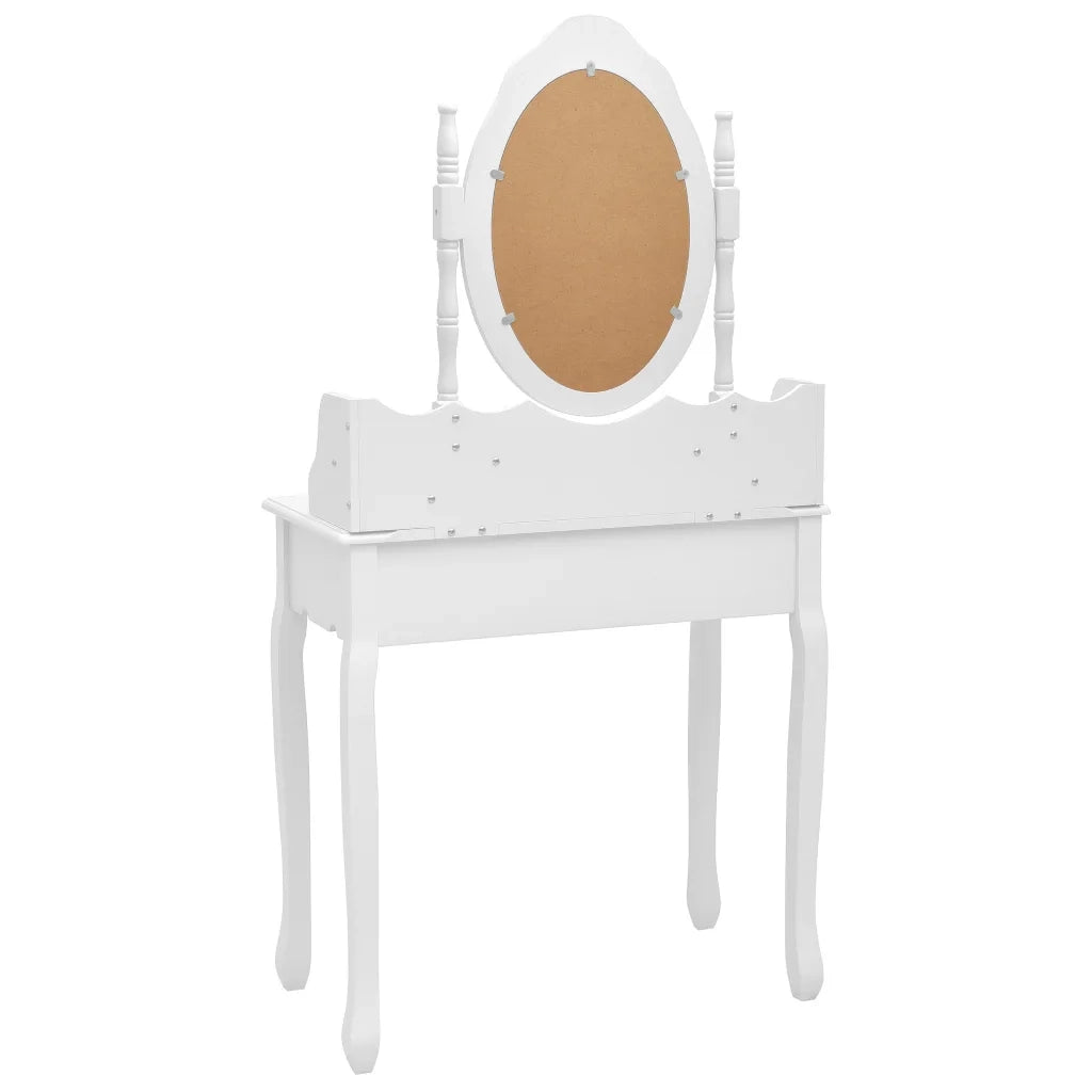Tavolo da Trucco e Sgabello Bianco 75x69x140 cm Legno Paulownia