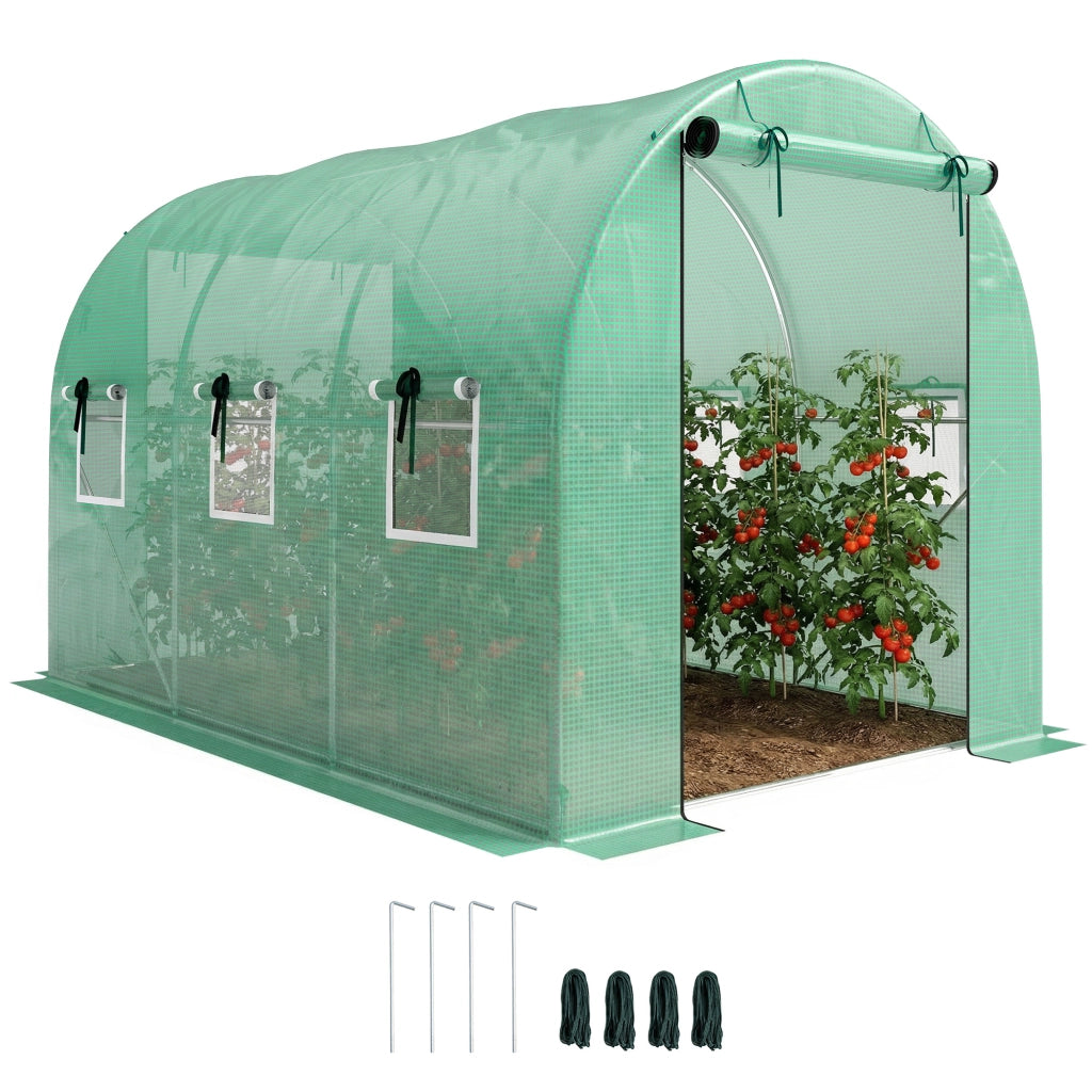 Serra in PVC 3x2x2 m ¨C Minimal ¨C Verde con porte a zip e finestre a rete
