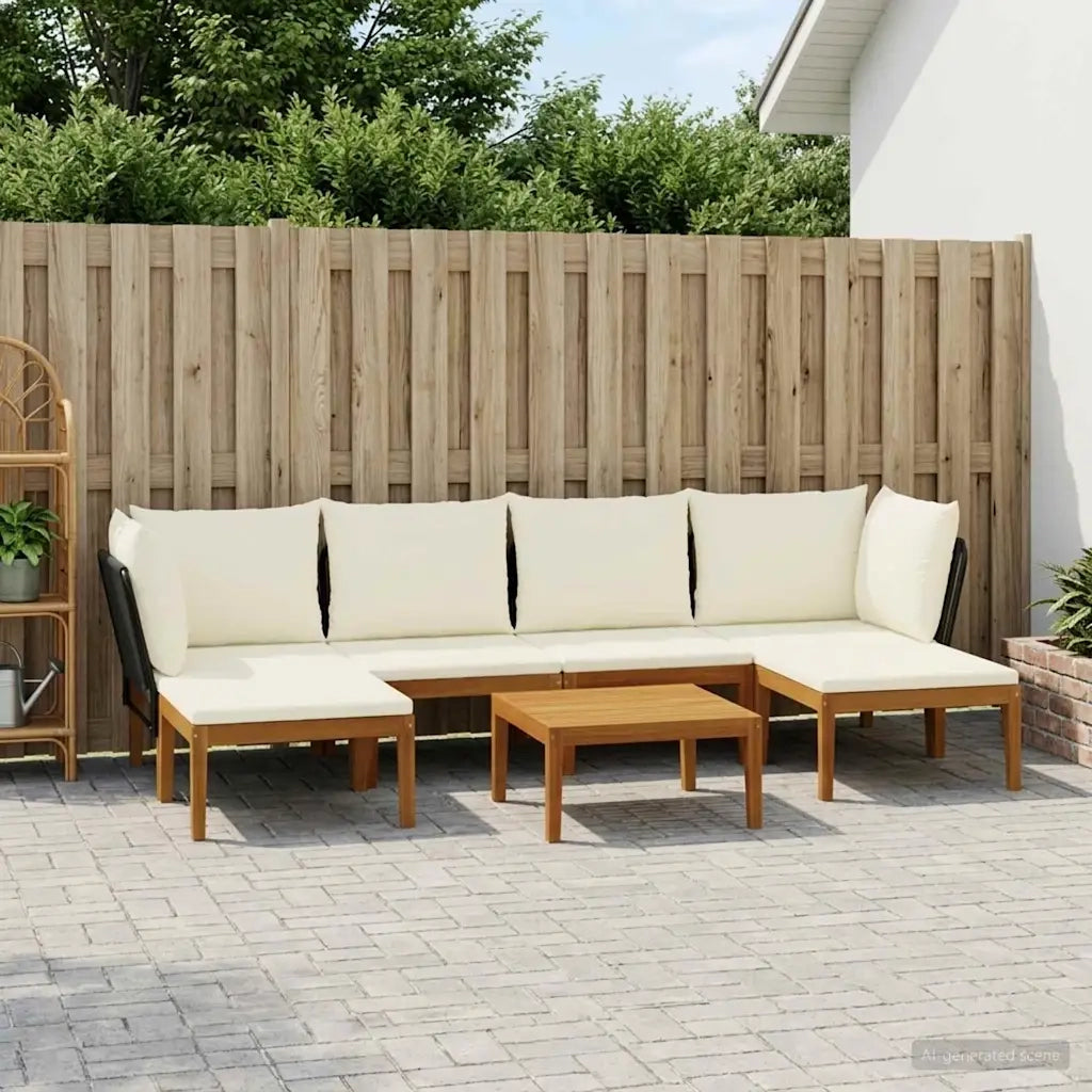 7 pcs Legno massiccio di acacia e corda Naturale 3407726