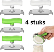 Pacco da 4 - Apri-bottiglie - Flessimetro adattabile - Acciaio inossidabile - Facilita il lavoro, Adatto per bottiglie con diametro da 2,5 cm a 10 cm - (Bianco, Verde)