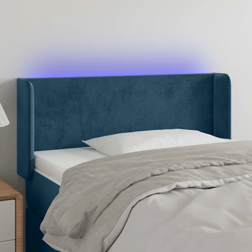 Testiera a LED-Testata con LED Blu Scuro 103x16x78/88 cm in Velluto 386933