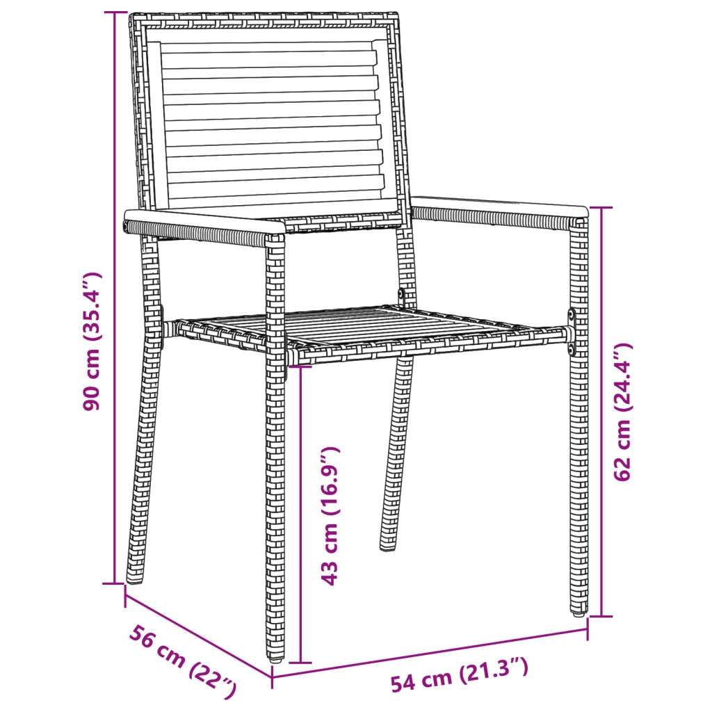 Set da Pranzo Giardino 7 Pezzi Grigio in Rattan Sintetico e Acacia