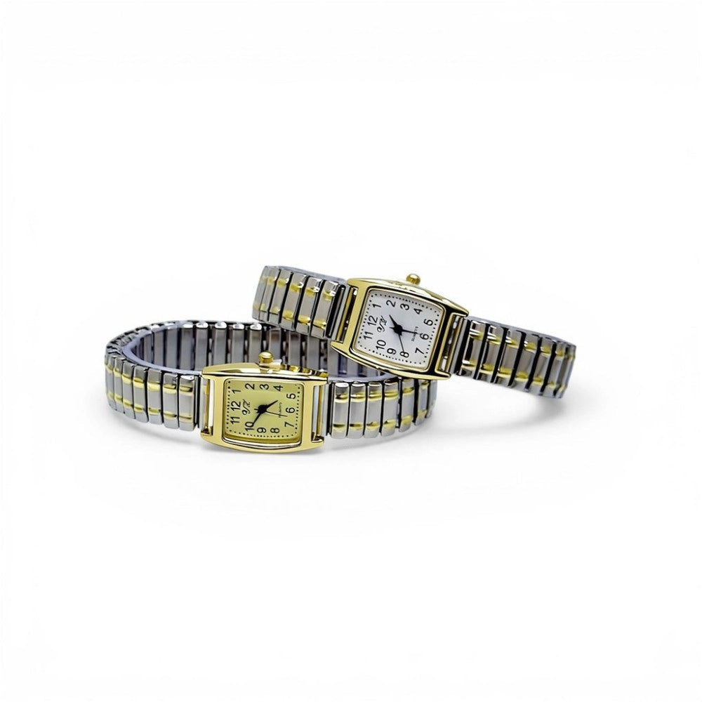 Trade Shop - Orologio Da Polso 23 Mm Acciaio Elegante Quadrante Bianco Cinturino Elasticizzato -