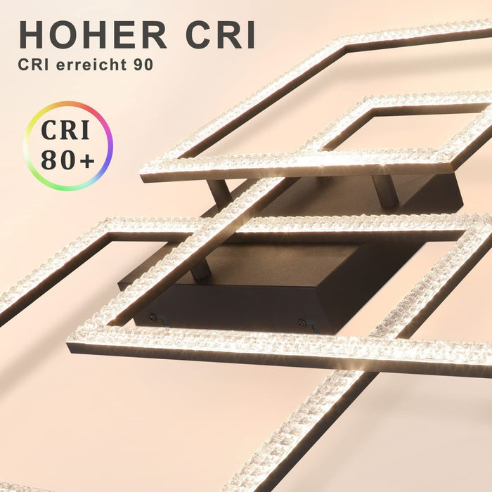 ZMH Lampada da soffitto LED glamour cristallo nero design modulare 82W per interni