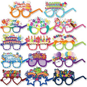 Regali di compleanno - Occhiali di carta da 28 pezzi - Accessori per fotocamera - Accessori per feste di compleanno - Disegni colorati - Elementi divertenti - Accessori per feste