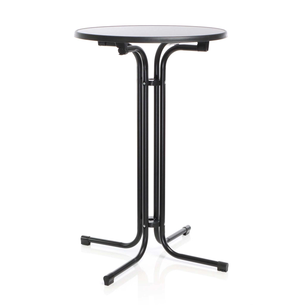 Toboli Tavolo alto da bar rotondo pieghevole nero Ø 70 cm h 110 cm per interno ed esterno