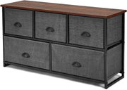 Cassettiera 5 Cassetti, Mobiletto Multiuso Salvaspazio, per Camera da Letto Bagno Ingresso, 100x30x53,5cm