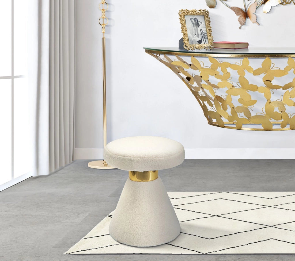 Tavolino in tessuto crema e oro  42x42x51cm Iceland
