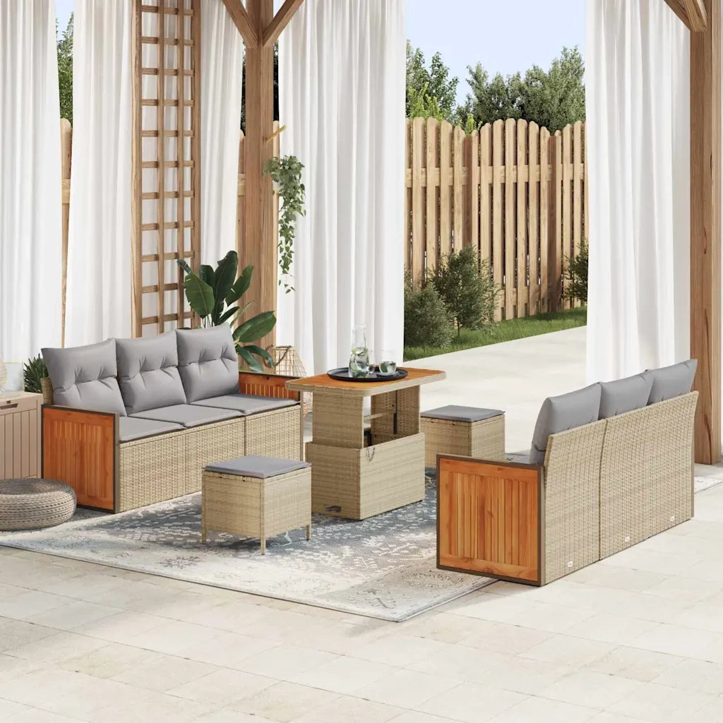 Set Divano da Giardino 11 pcs Beige e Grigio Chiaro polyrattan 3365212