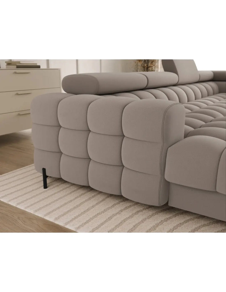 Divano panoramico convertibile Beige angolo destro FERARIA 358x93x202cm