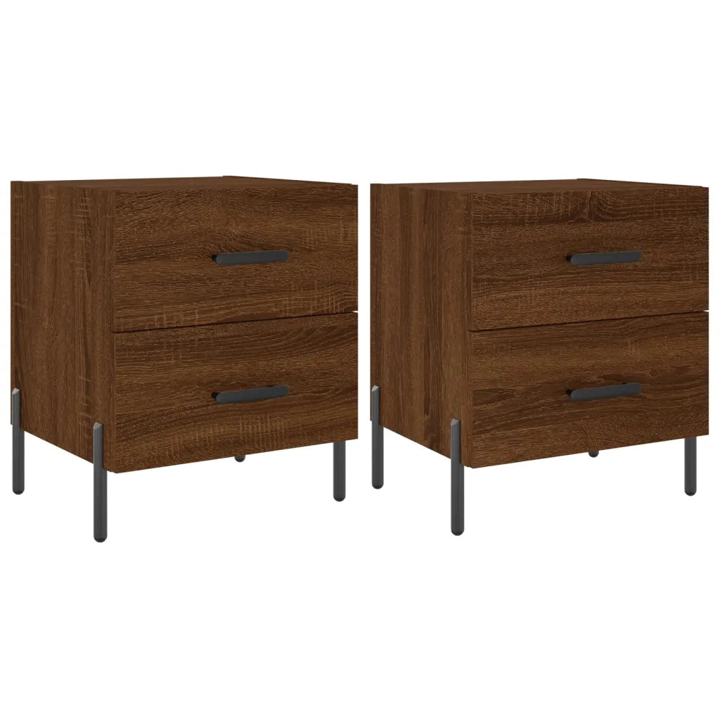 Set di 2 Comodini | Armadio da Notte | Mobiletto da notte Rovere Marrone 40x35x47,5 cm in Legno Multistrato