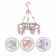 Trade Shop - Stendibiancheria 15 Pinze Mollette Rotondo Stendino Biancheria Con Gancio 79542 -