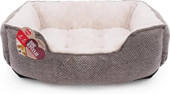 Letto per cani ammortizzato - morbido e accogliente - truffa/crema - 71x58x23 cm - letto per cani morbido e soffice in grigio