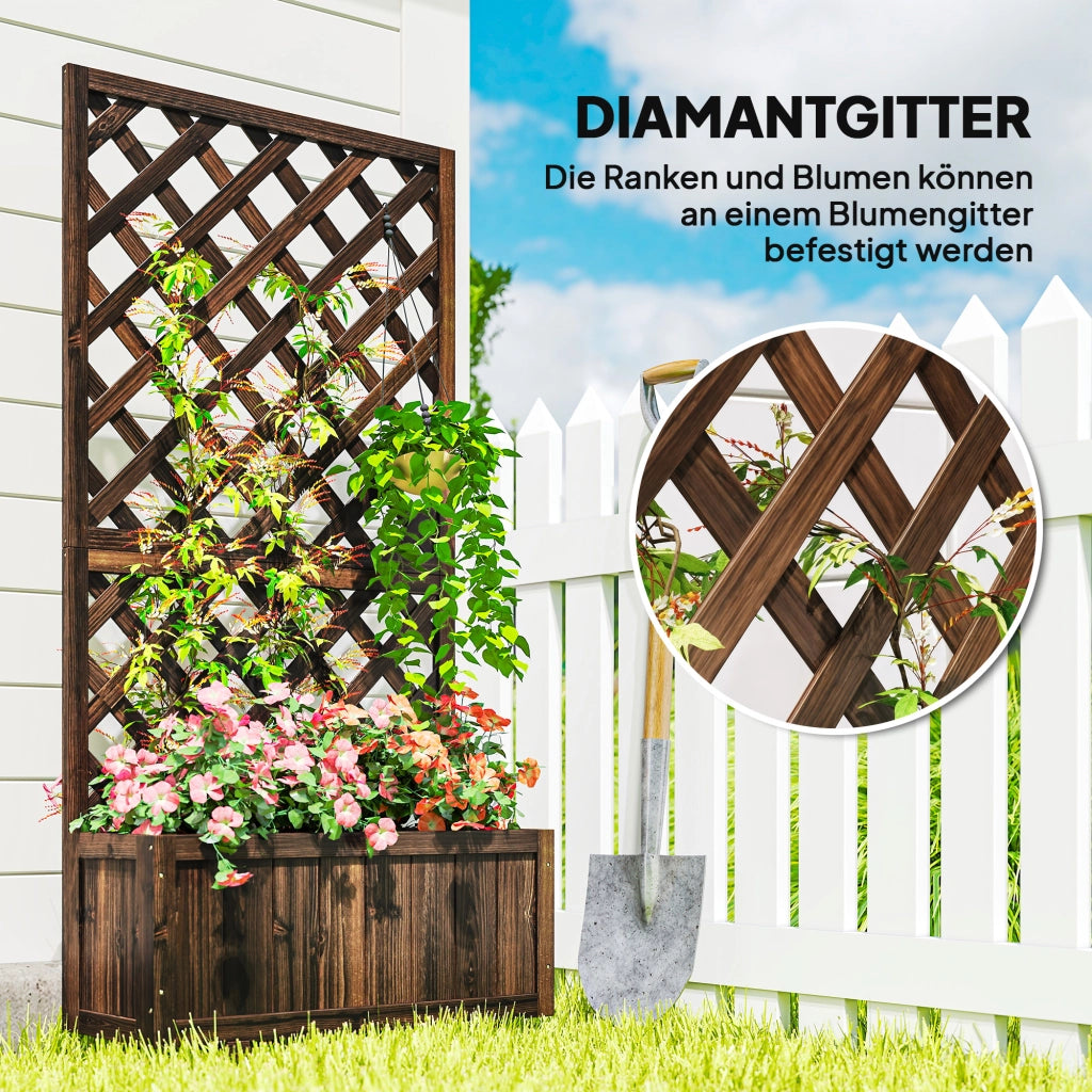 Hochbeet con griglia per rampicanti ¨C zephmum ¨C 72.5x31.5x149.5 cm, marrone, legno