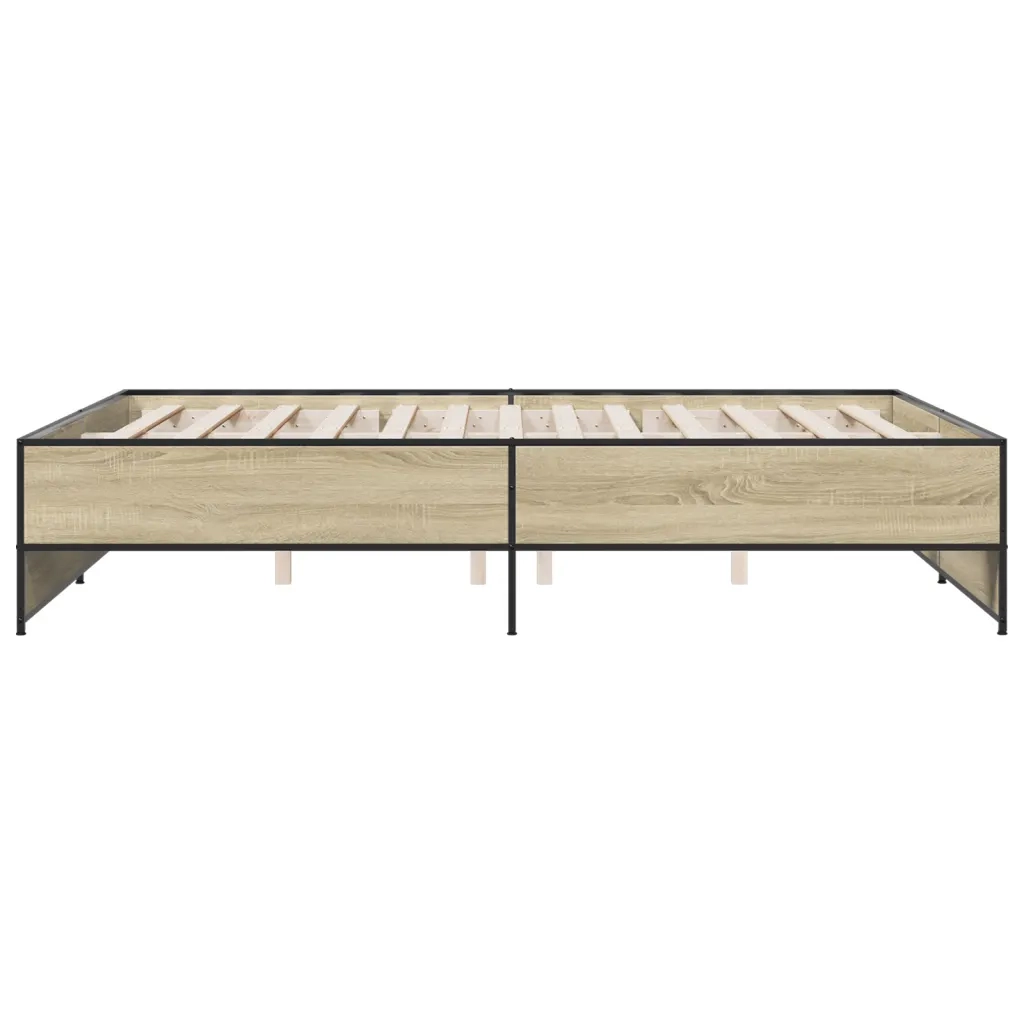 Letto matrimoniale | Letto per adulti | Giroletto Rovere Sonoma 140x200 cm in Legno Multistrato Metallo