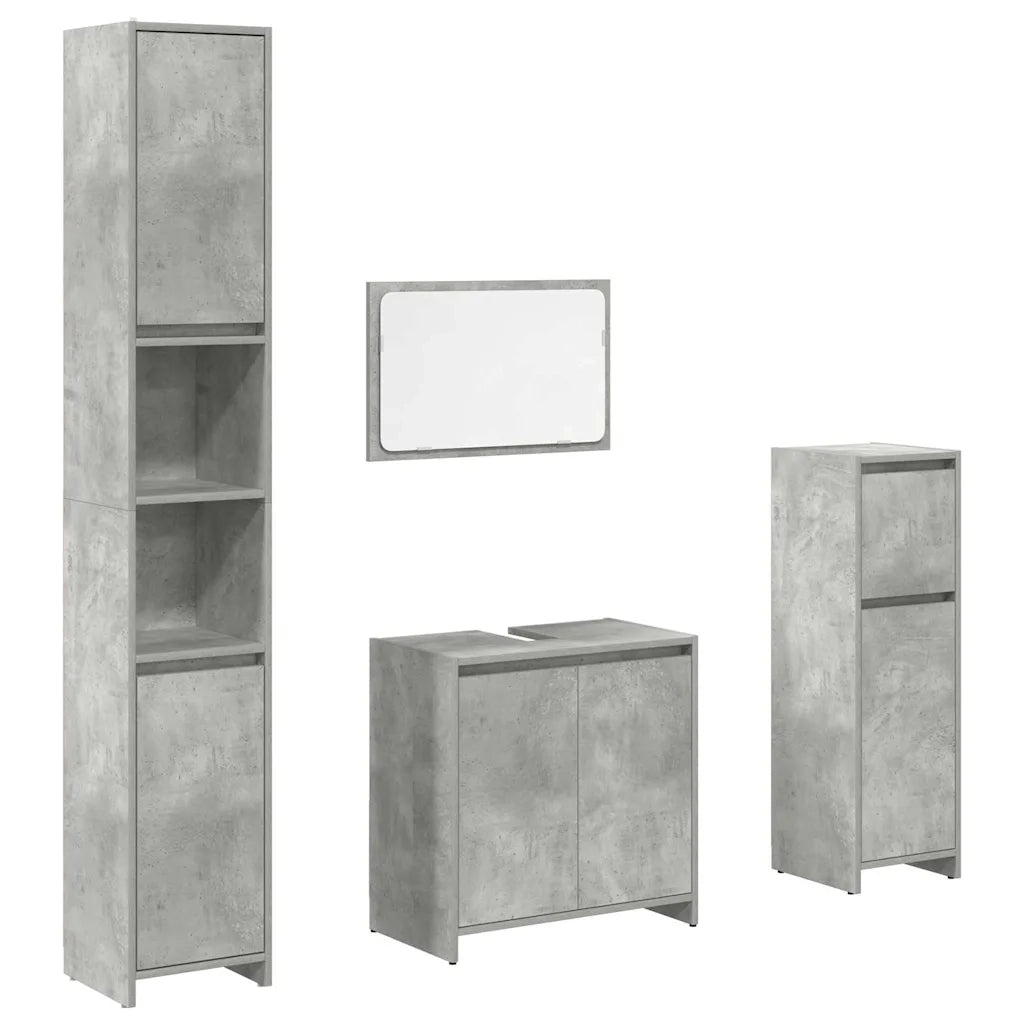 Set Mobili da Bagno 4 pz Grigio Cemento in Legno Multistrato 3324849