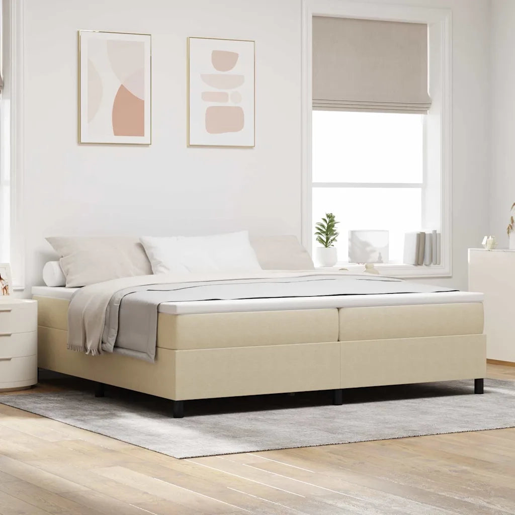 Letto a molle Grigio chiaro e bianco 200 x 200 cm 3337486