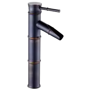 YURI | Rubinetto per bagno a cascata in bambù  alto nero | Raccordo in acciaio inox per lavelli alti | Miscelatore giapponese 2 attacchi